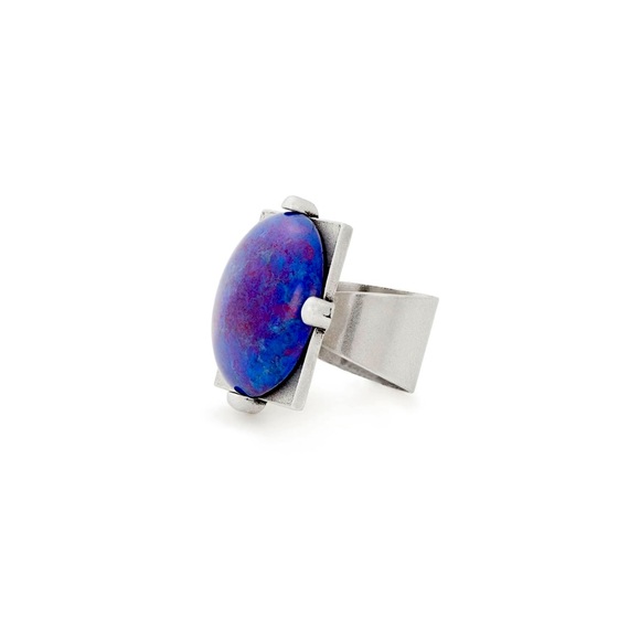 🎁NWT! ALEX-AND-ANI adjustable Cobalt Matrix Cocktail Ring! - Picture 1 of 5